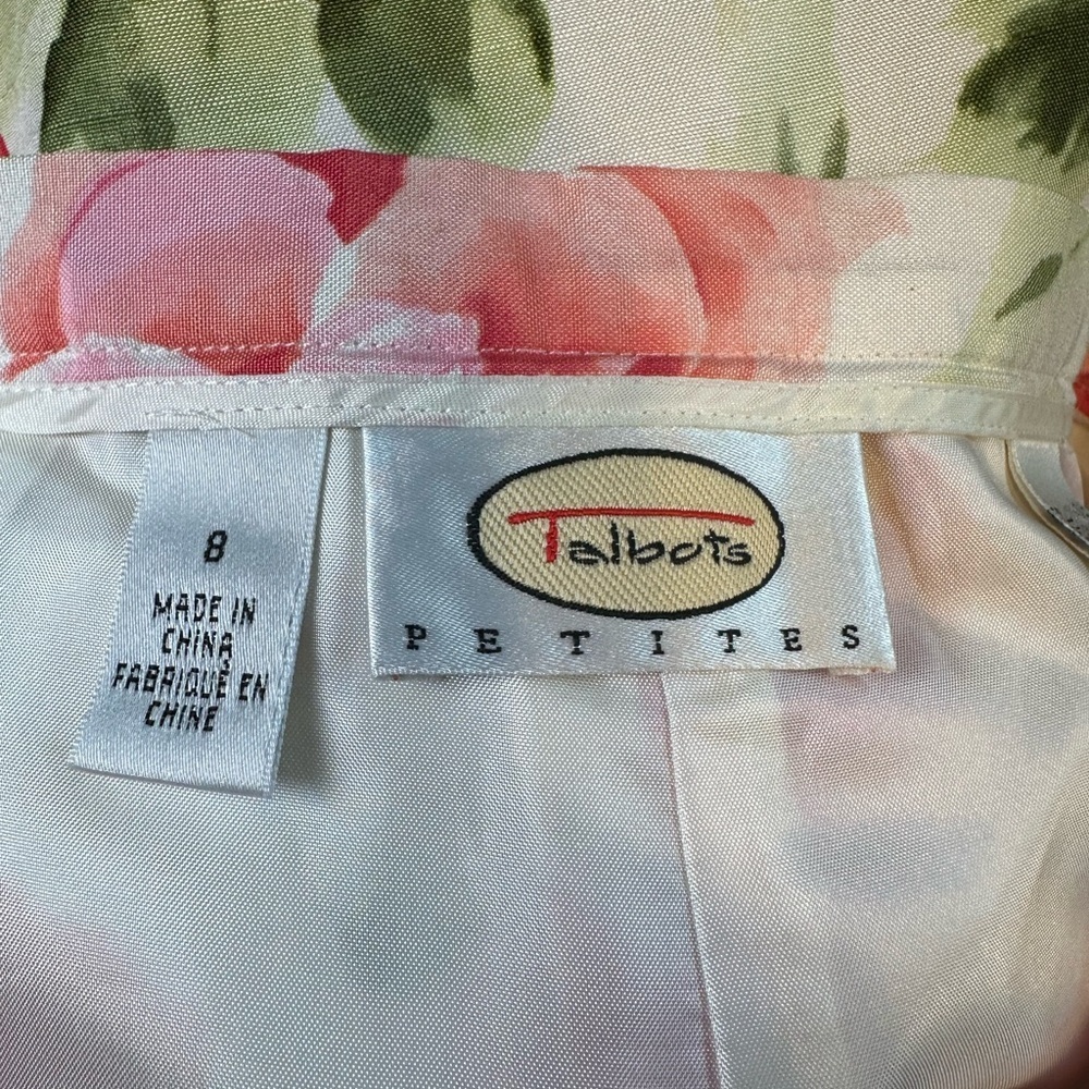 Talbots Petites Vintage Floral Print 100% Silk Slim Ankle Pants Size 8 - Picture 3 of 4